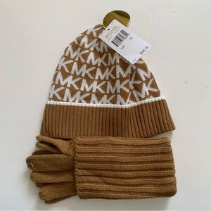 Michael Kors hat beanie gloves logo signature w tag $88